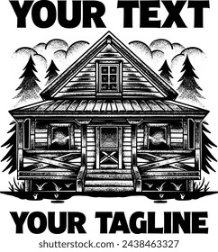 Cabin handrawing vector illustration good for tshirt design
