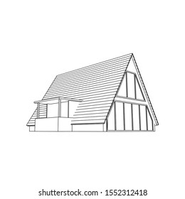 Cabin House Architectural Line art Isolated Images