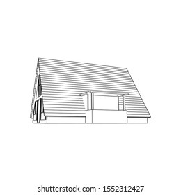 Cabin House Architectural Line art Isolated Images