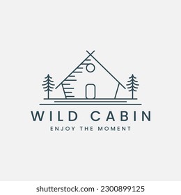 cabin house line art vector logo template illustration design