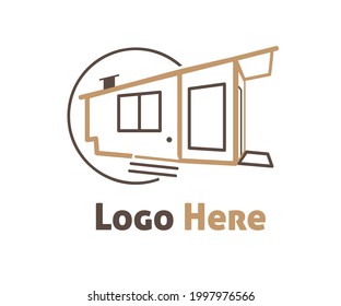 Cabin house logo vector illustration with dummy text on white background.