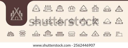 cabin house type icons design vector
