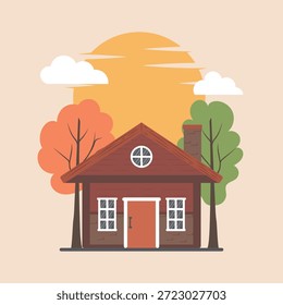 Ilustración de Arte vectorial de vacaciones de Cabin House