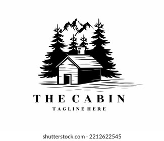 cabin house vintage logo template vector isolated over white background