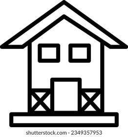 Cabin House Wooden Outline Icon