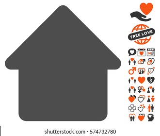 Cabin icon with bonus decoration pictograms. Vector illustration style is flat iconic symbols for web design, app user interfaces.