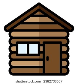 Cabin icon in filled line style. Suitable for logo, web, graphic design, illustration, sticker, books, etc.