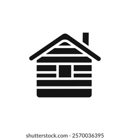 Cabin icon Flat simple outline set