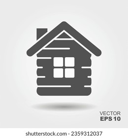 Cabin icon. Flat symbol of camping with shadow. Vector Illustration