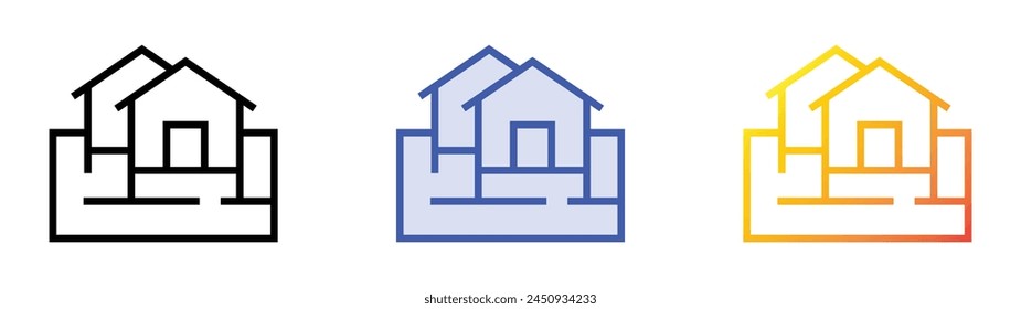 cabin icon. Linear, Blue Fill and Gradient Style Design Isolated On White Background