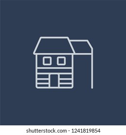 Cabin icon. Cabin linear design concept from Camping collection. Simple element vector illustration on dark blue background.