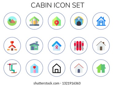 cabin icon set. 15 flat cabin icons.  Simple modern icons about  - home, Home, dog house, ski, chairlift