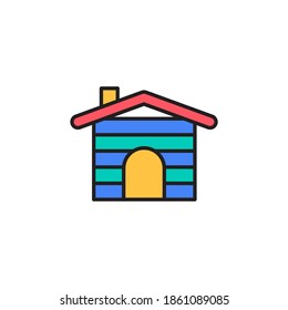 cabin icon vector filled outline. camping equipment colored icon. isolated on white background