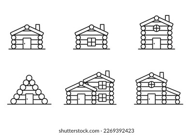cabin icon, wood house, Log cabin symbol for app web logo banner - Vector