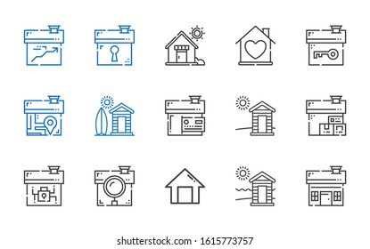 cabin icons set. Collection of cabin with house, home. Editable and scalable cabin icons.