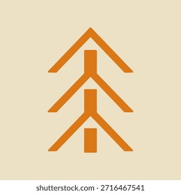 Árbol de ilustración de cabina Diseño de logotipo gráfico Forma de insignia de bosque Naturaleza vintage