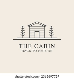 cabin line art logo design vector