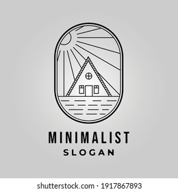 cabin line art logo icon minimalist illustration vector design