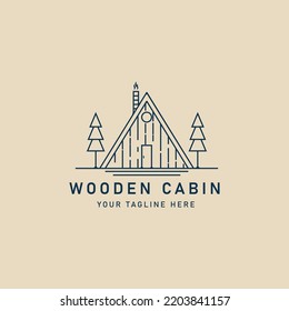 cabin line art logo, icon and symbol, vector illustration design