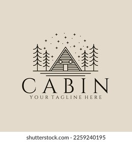 cabin line art logo, icon and symbol, vector illustration design