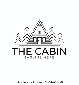 Cabin line art logo vector illustration design, minimalist logo design