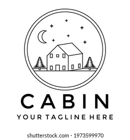 Cabin Line Art Logo Vector Illustration Minimalist Simple Design