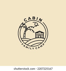 cabin line art minimalist simple vector logo badge illustration design