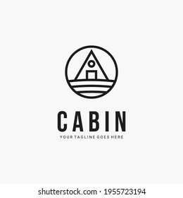 Cabin line art minimalist symbol icon logo vector illustration design. simple cabin logo concept