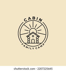 cabin line art minimalist vector logo badge illustration design