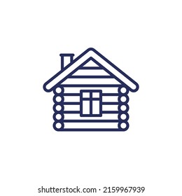 cabin line icon, wooden hut