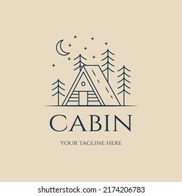 cabin linear logo, icon and symbol, vector illustration design