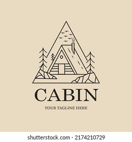 cabin linear logo, icon and symbol, vector illustration design