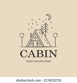 cabin linear logo, icon and symbol, vector illustration design