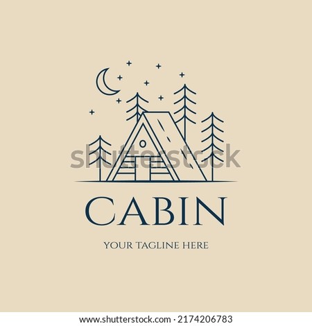 cabin linear logo, icon and symbol, vector illustration design