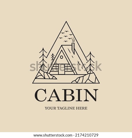 cabin linear logo, icon and symbol, vector illustration design