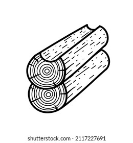 cabin log icon black and white vector illustration. Editable outline stroke.