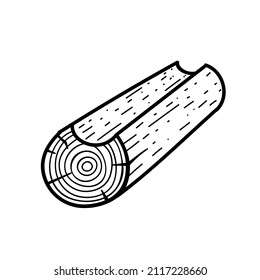 cabin log material icon black and white vector illustration. Editable outline stroke.