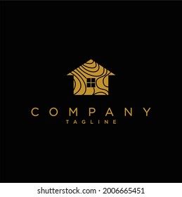 Cabin logo design illustration. Cottage template design with minimalistic line art
