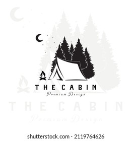 cabin logo design line art vector illustration design creative nature minimalist monoline outline linear simple modern