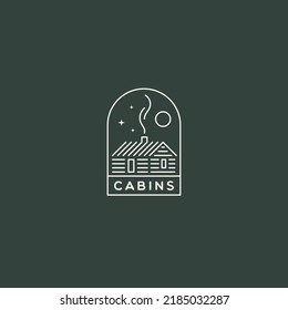 Cabin logo design template. Linear style. Vector illustration.