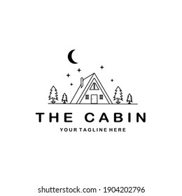 cabin logo minimalist vector line art design illustration