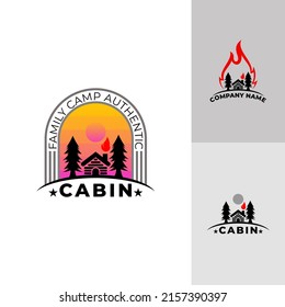 Cabin logo vector image, vintage style