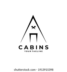 cabin logo vector vintage symbol illustration design