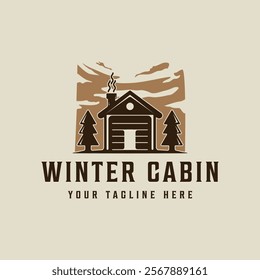 cabin logo vintage vector illustration template icon graphic design. cottage or house rental sign or symbol for business travel and lodging concept with retro style