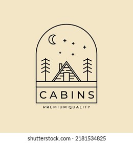 cabin minimalist line art badge logo template vector illustration design