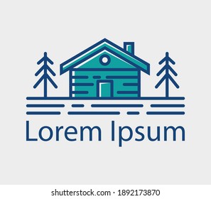 cabin modern line logo design