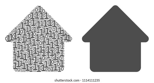 Cabin mosaic icon of zero and one symbols in various sizes. Vector digits are formed into cabin composition design concept.