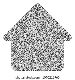 Cabin mosaic of small circles in different sizes and color tinges. Dots are organized into cabin vector mosaic. Dotted vector illustration.