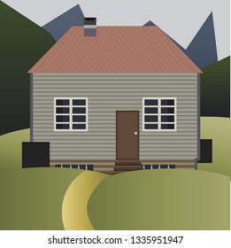 Cabin in the mountains illustration