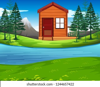 Cabin in the nature illustration